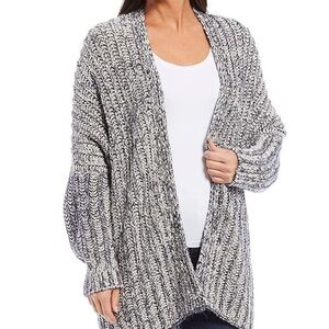 Tommy Bahama Size S/M, P/M, Indigo & White open knit Cardigan, long sleeves